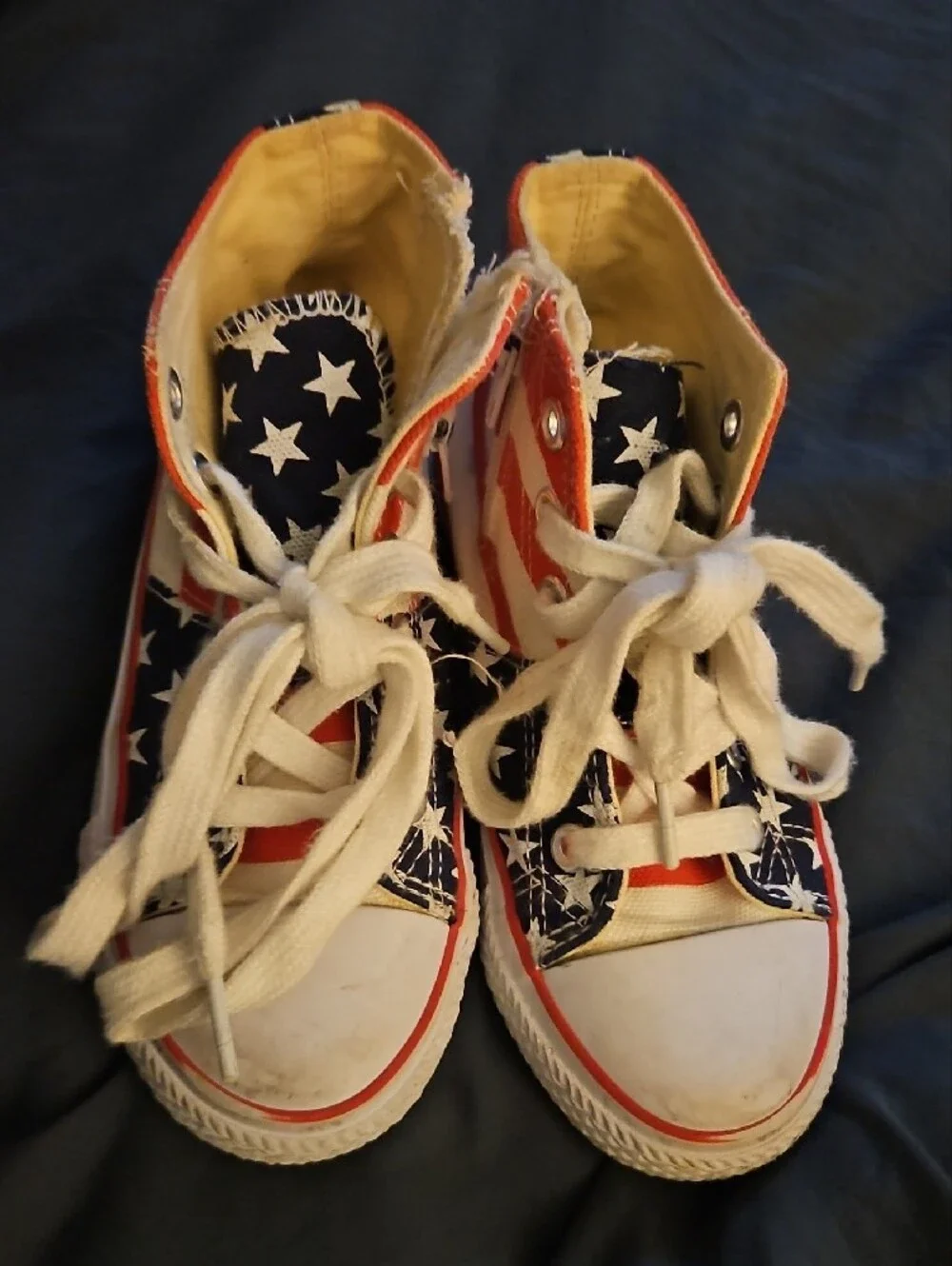 Kids High-Top Canvas Sneakers in Red, White & Blue